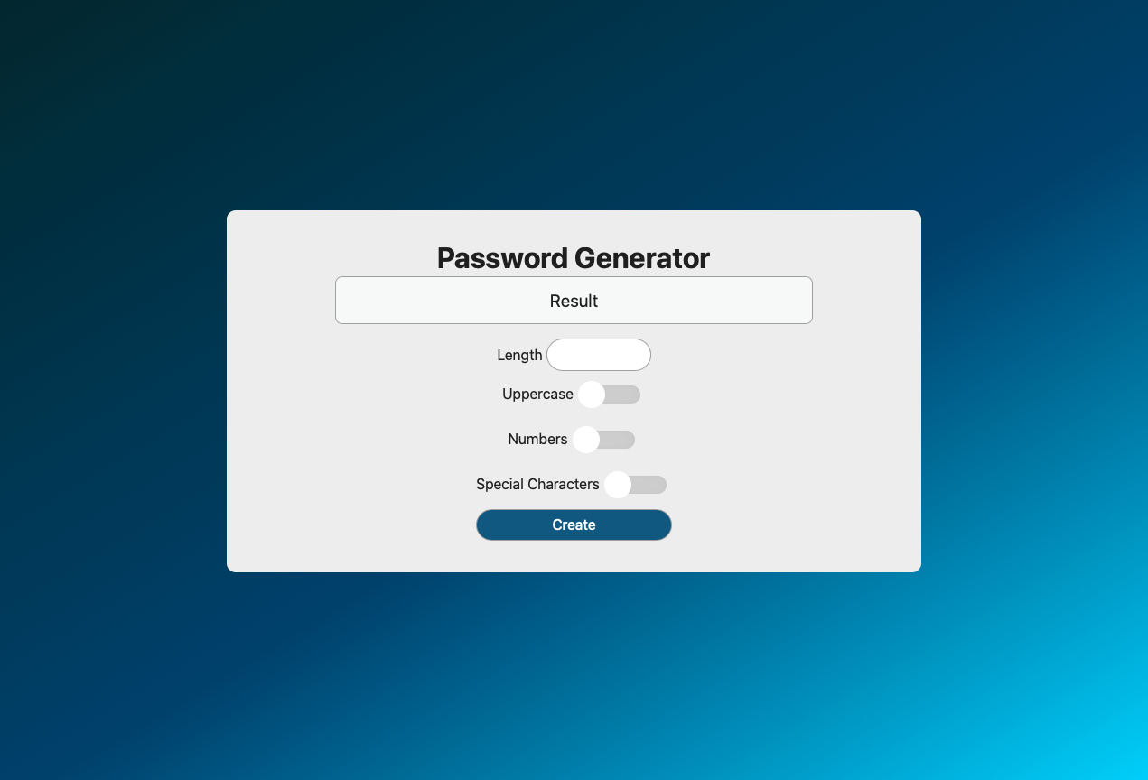 Screenshot of the Password Generator project